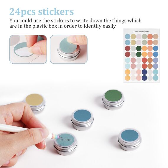 Flintronic 24 Stück Döschen, 5ml Aluminium Leer Döschen, Cremedose Leer mit Kleiner Löffel und Etikett, Reise Töpfchen Döschen Set für Mini-Kerzen Kosmetik