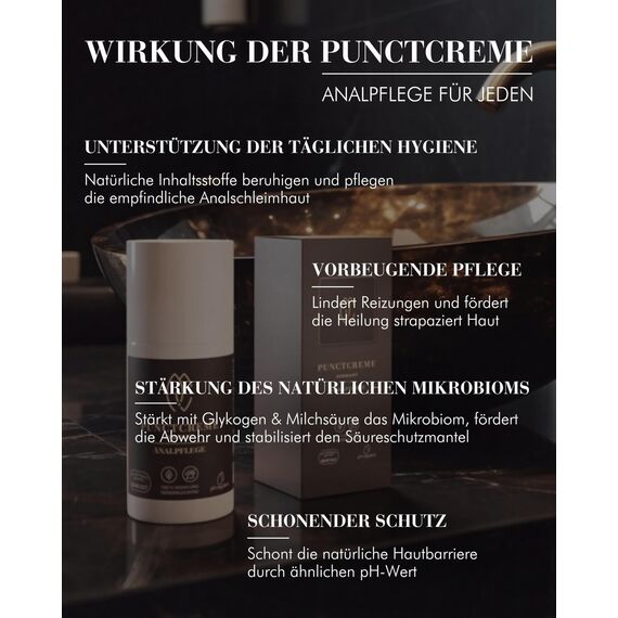 HERRENCREME Punctcreme Analpflege 30 ml I Pflegecreme für empfindlichen Analbereich I Analcreme für Männer & Frauen I Intimpflege vom Facharzt entwickelt I vegan & dermatologisch getestet