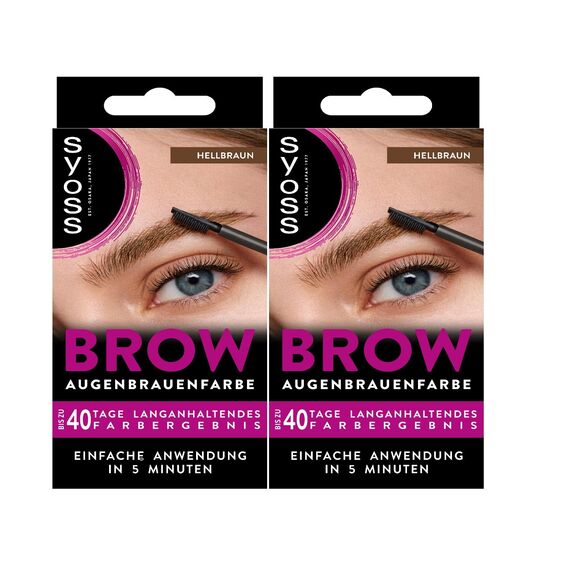 Syoss Augenbrauen Kit Augenbrauenfarbe 5-1 Hellbraun Stufe 3 (17 ml), Augenbrauen färben für einen natürlichen Look und ein langanhaltendes Ergebnis, 2x 17 ml