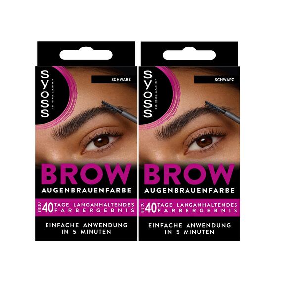Syoss Augenbrauen Kit Augenbrauenfarbe 1–1 Schwarz Stufe 3 (17 ml), Augenbrauen färben für einen natürlichen Look und ein langanhaltendes Ergebnis, 2x 17 ml
