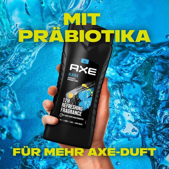 Axe 3-in-1 Duschgel & Shampoo Alaska XL für langanhaltende Frische Männer Duschgel dermatologisch getestet 400 ml (Packung mit 3)