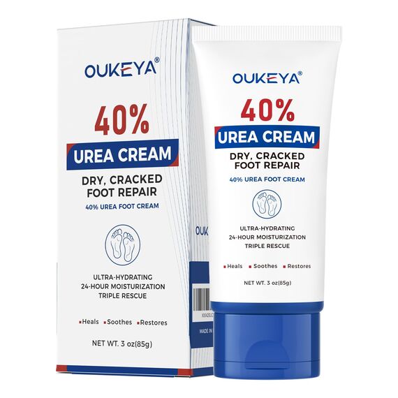 OUKEYA Urea-Creme 40 Prozent für Fuß und Hände, Urea Cream Fuß, Fußcreme, Fußbalsam, Harnstoffcreme für Trockene, Rissige Füße, Anti Hornhaut, Urea-Lotion für Hände, Fersen, Ellenbogen, Leicht Tragen
