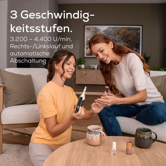 Beurer MP 84 Special Edition Maniküre-/Pediküreset, elektrische Nagelfeile mit Akku, 10 Aufsätze, LED-Licht, inkl. Aufbewahrungsetui, bis zu 4400 U/min, Nagelfräser zur Hand- und Fußpflege, schwarz