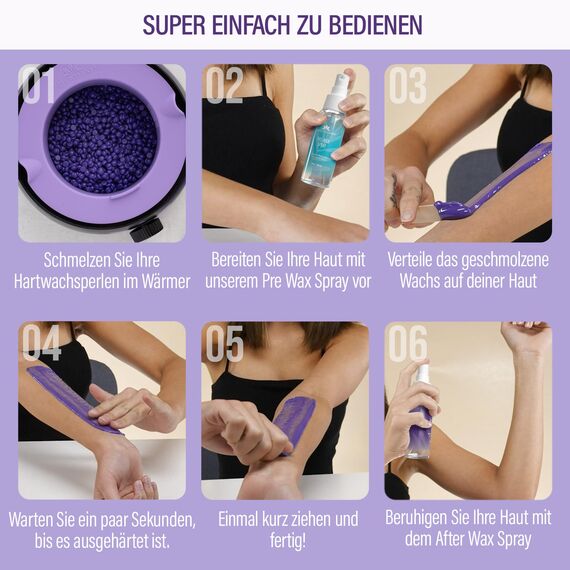 Waxing Wachswärmer set - wachsmaschine enthaarung - für Haarentfernung Perlen - Wax Warmer Kit- Maschine - Heißwachsgerät - Schwarz mit Silikonschale