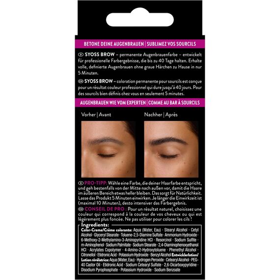 Syoss Augenbrauen Kit Augenbrauenfarbe 1–1 Schwarz Stufe 3 (17 ml), Augenbrauen färben für einen natürlichen Look und ein langanhaltendes Ergebnis, 2x 17 ml