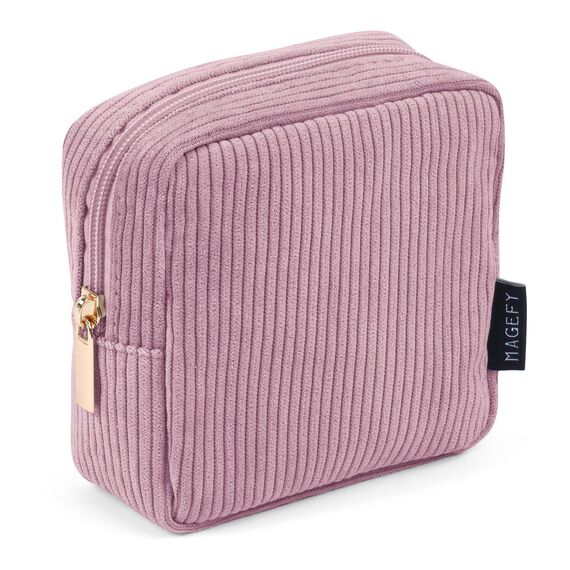 MAGEFY Kleine Make-up Tasche für Geldbeutel Mini Make-up Pouch Cord Kosmetik Tasche für Frauen Mädchen (Rosa)