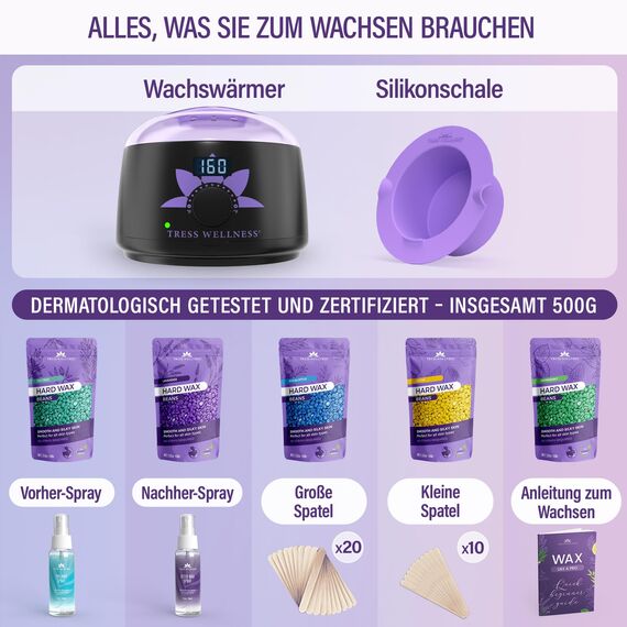 Waxing Wachswärmer set - wachsmaschine enthaarung - für Haarentfernung Perlen - Wax Warmer Kit- Maschine - Heißwachsgerät - Schwarz mit Silikonschale