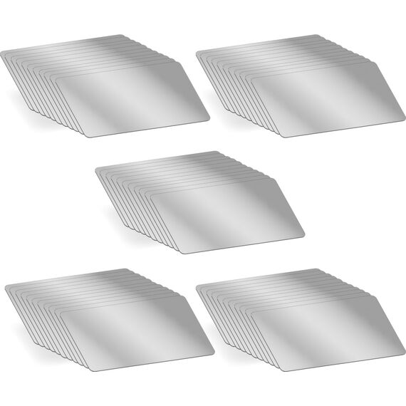 MAGATI Handspiegel - doppelseitiges, ultraflaches, kompakter Spiegel aus Kunststoff für Geldbörse und Tasche, Kleiner Kosmetikspiegel, Schminkspiegel 8x4.5cm, 50 Stück