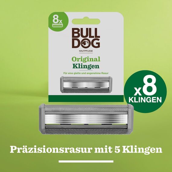 BULLDOG Original Rasierklingen | 5-fach Klinge | 8 Ersatzklingen