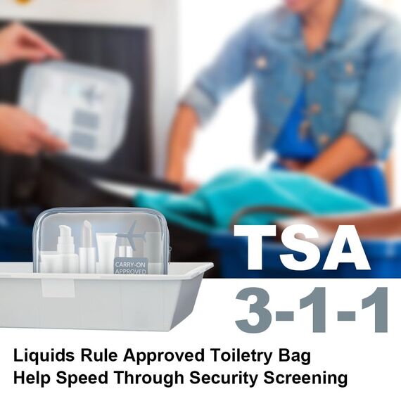 OSDUE 2 Stück Kulturbeutel Transparent, Flugzeug PVC Kosmetiktasche Wasserdicht, Handgepäck-Reisezubehör, Kulturtaschen für Männer, Frauen, Kinder, Familie (Grau)