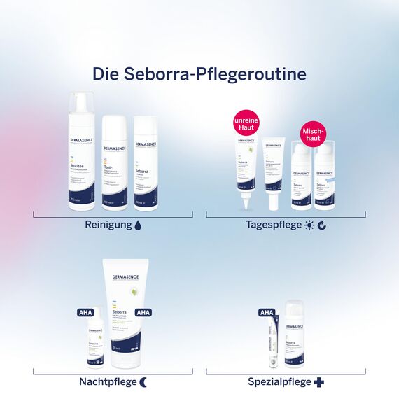 DERMASENCE Seborra Getönte Tagespflege mit LSF 50, 30 ml – Grüne Creme gegen Rötungen und Pickel, kaschiert Unreinheiten, mattierend, hoher UV-Schutz, parfümfrei, vegane Tagespflege für fettige Haut