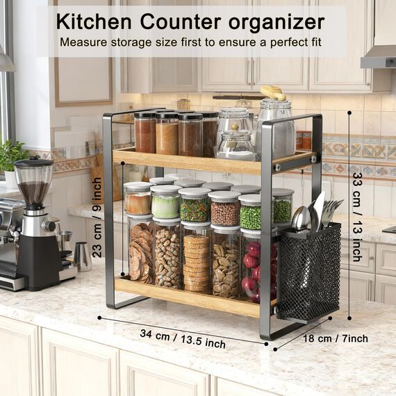 LEMIKKLE Kaffeebar-Zubehör und Kaffeetassenhalter, Küchenorganizer und -aufbewahrung, Gewürzregal-Organizer für Arbeitsplatte, Küche (Korb)