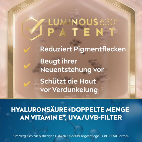 NIVEA Cellular LUMINOUS630® Anti-Pigmentflecken Tagespflege Fluid (40 ml), mattierende Gesichtspflege mit LSF 50 und Vitamin E, Fluid mit 3-fach Schutz für ein ebenmäßiges Hautbild