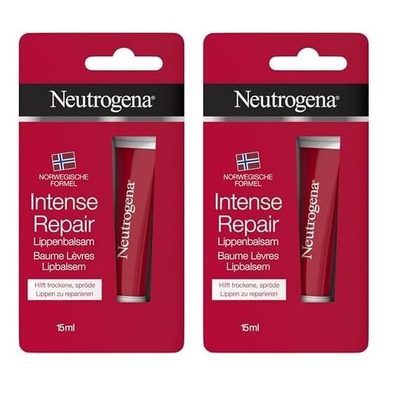Neutrogena Norwegische Formel Lippenpflege, Intense Repair, für trockene Lippen, 15ml (Packung mit 2)
