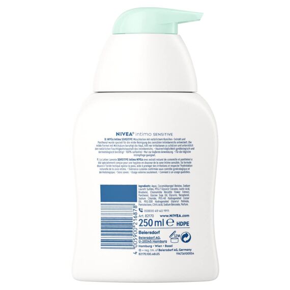 NIVEA Intimo Waschlotion Sensitive (250 ml), Intim Waschgel mit Milchsäure, Kamillenextrakt und Panthenol, Intim Waschlotion für sensible Haut (Packung mit 2)