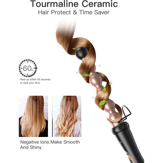 BESTOPE PRO Lockenstab, Lockenstab-Set mit Keramikbeschichtung, multifunktional, 5 in 1, austauschbares Welleneisen, mit Anti-Verbrühungsspitze und Handschuhen für wellige Locken