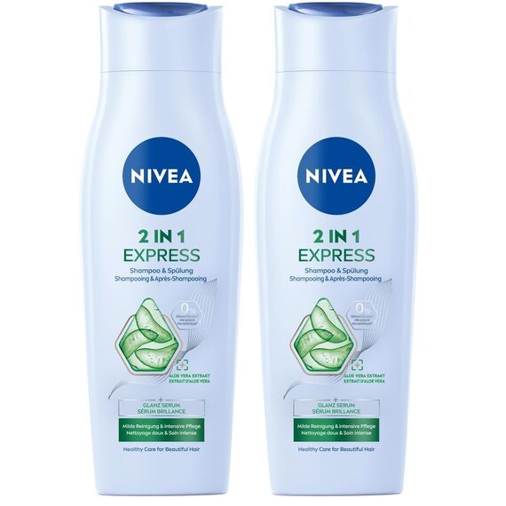 NIVEA 2in1 Pflege Express mildes Shampoo Spülung 250ml (Packung mit 2)