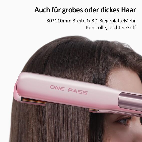 Faszin 2 in 1 Glätteisen Locken und Glätten, 20s Schnellaufheizung, Titanplatten Ionen Haarglätter für einen glatten Stil, 3D-Schwebepanel verhindert Haarziehen, mit LCD-Display, 130°C-230°C - Rosa