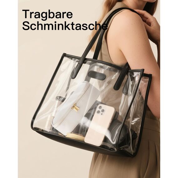 Vlando Reise Kosmetiktasche Klein, Make Up Tasche Damen, Tragbare Cosmetic Bag Organizer, Multifunktionale Schminktasche Damen aus wasserdichte Leder