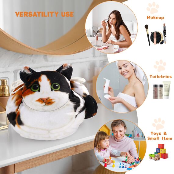 Katzen Kosmetiktasche Kordelzug,Schminktasche Groß,Tragbare Make up Organizer Tasche,Reise Aufbewahrungstasche,Geschenke FüR Katzenliebhaber