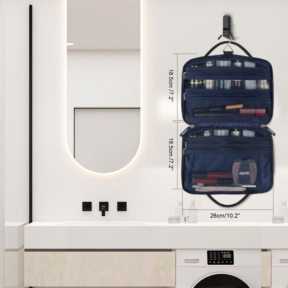 Carttiya Reise Kulturtasche Herren – Gross Kulturbeutel zum Aufhängen mit Wasserdichter Waschtasche & Kosmetiktasche, Praktischer Reise-Kulturtasche Geschenke zum Vatertag (Blau-BT03)