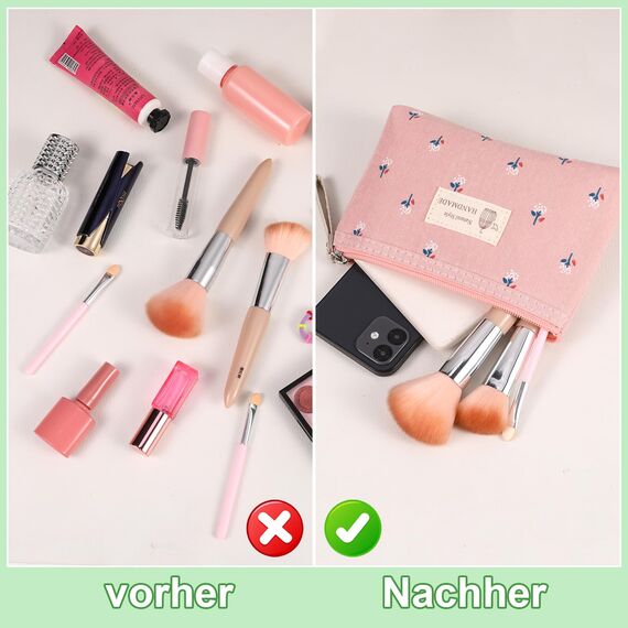 Newofview 4 Stück Kleine Kosmetiktasche Aus Segeltuch, Canvas Münztasche, Multifunktionale Makeup Tasche, Tragbare Kulturbeutel Für Damen, 17×11.5×4cm