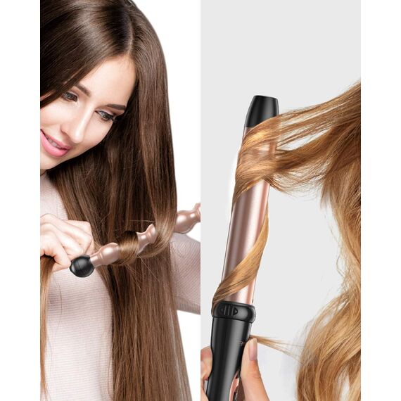 BESTOPE PRO Lockenstab, Lockenstab-Set mit Keramikbeschichtung, multifunktional, 5 in 1, austauschbares Welleneisen, mit Anti-Verbrühungsspitze und Handschuhen für wellige Locken