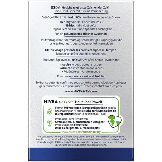 NIVEA MEN Anti-Age Hyaluron After Shave Balsam, erfrischendes After Shave für Männer mit Hyaluron für 24h Feuchtigkeit, beruhigende Gesichtspflege nach der Rasur (100 ml)