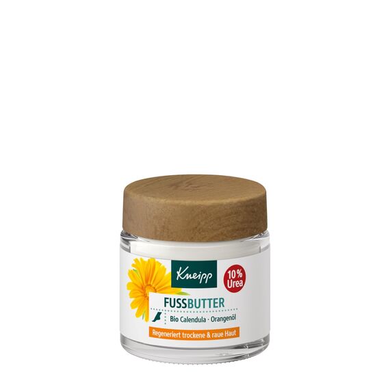 Kneipp Regenerierende Fussbutter, Sofort spürbar glatte Füße Dank 10 Prozent Urea, zitrischer Duft mit natürlichem, ätherischem Orangenöl erfrischt und wirkt desodorierend, 100ml