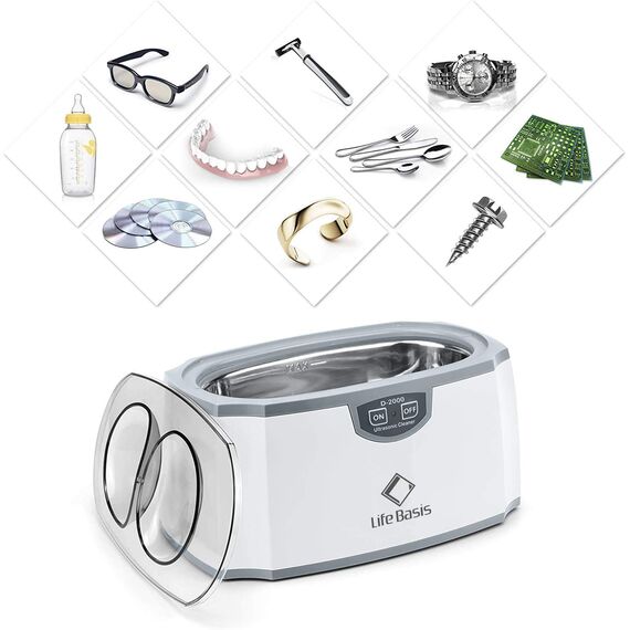 LifeBasis Ultraschallreinigungsgerät 420ml- TESTSIEGER 2025 Brillenreinigungsgerät Ultraschallreiniger Ultraschallbad für Zahnersatz Brillen Schmuck Uhren Pinsel Münze Rasierkopf Messer 45000Hz 30W