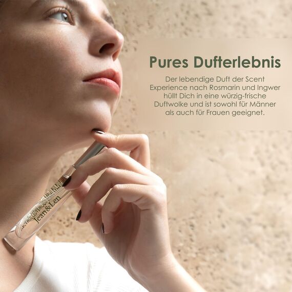 Jean & Len Scent Experience Rosemary & Ginger, Eau de Toilette mit Rosmarin & Ingwer Duft, praktisches mini parfum, ideal für unterwegs, hochwertiger Glas Flacon, 10 ml