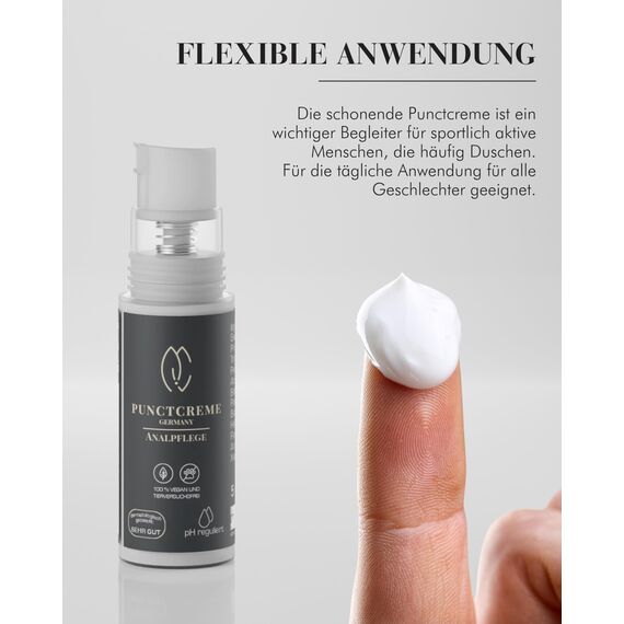 HERRENCREME Punctcreme Analpflege 5 ml I Pflegecreme für empfindlichen Analbereich I Analcreme für Männer & Frauen I Intimpflege vom Facharzt entwickelt I vegan & dermatologisch getestet