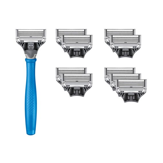 Harry’s Nassrasierer für Männer - Rasier-Set mit blauem Griff, 10 Ersatz-Rasierklingen