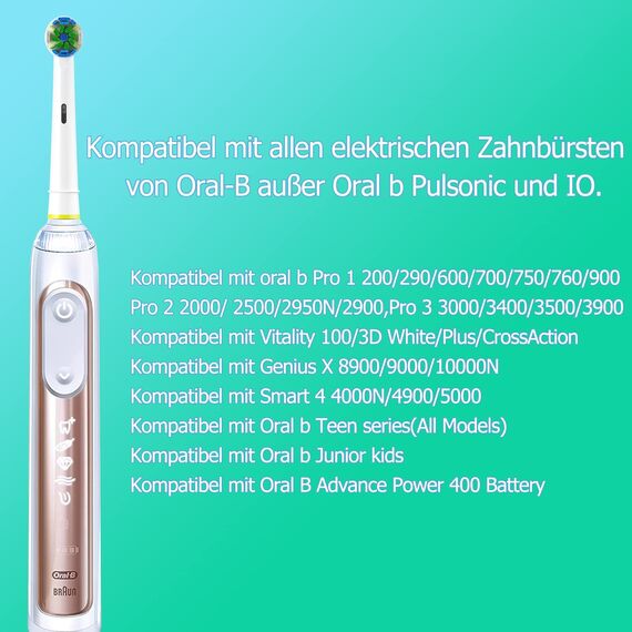 WENS Sensitive Aufsteckbürsten Kompatibel mit Braun Oral b Elektrische Zahnbürste, Zahnbürstenköpfe Geeignet für Oral-B Pro1000/2000, 4 Sensitive, 4 Precision, 4 Floss, 4 Cross, Weiß 16er