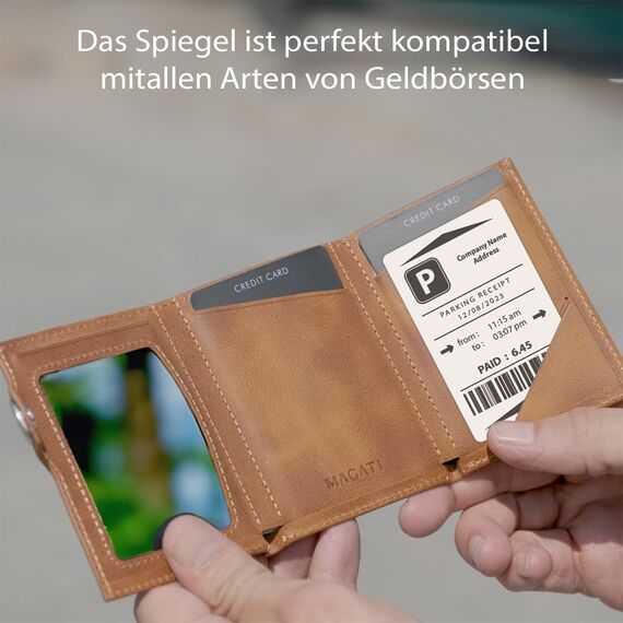 MAGATI Handspiegel - doppelseitiges, ultraflaches, kompakter Spiegel aus Kunststoff für Geldbörse und Tasche, Kleiner Kosmetikspiegel, Schminkspiegel 8x4.5cm, 25 Stück