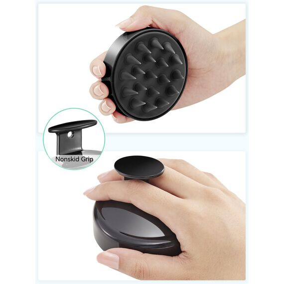 HEETA Kopfhaut Massagebürste für Nasses und Trockenes Haar Sanft Kopfmassage Bürste, Shampoo Haarbürste mit Weichem Silikonkopf für Peeling und Kopfmassage-Schwarz