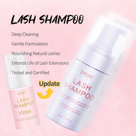 EMEDA 100ml/3.38oz Wimpernshampoo-Kit Wimpern Shampoo für Wimpern Extensions Wimpernbürste, Haarband, Flasche zum Spülen, Wimpern-Reinigungsset Ölfrei Schaumreiniger für Wimpern