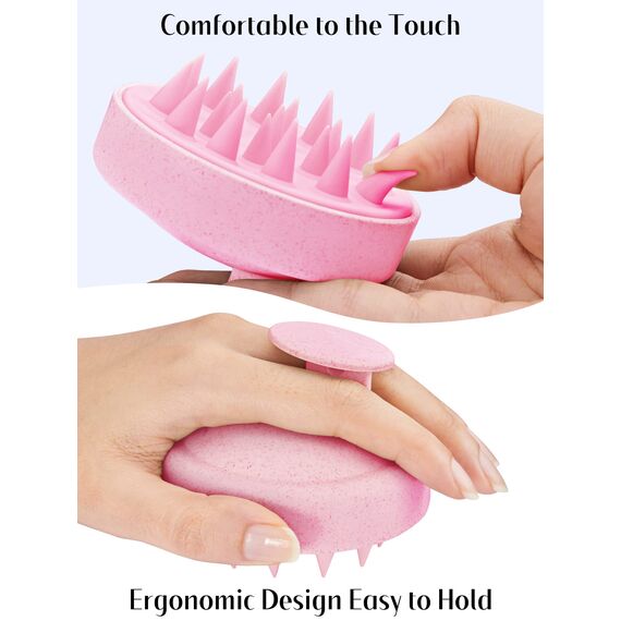 HEETA Kopfhaut Massagebürste, Kopfmassage Bürste mit weichen Silikonborstn, Haarmassagebürsten für die Haarpflege Entspannen Sie die Kopfhaut, Haarmassage für Männer, Frauen, Kinder, Rosa