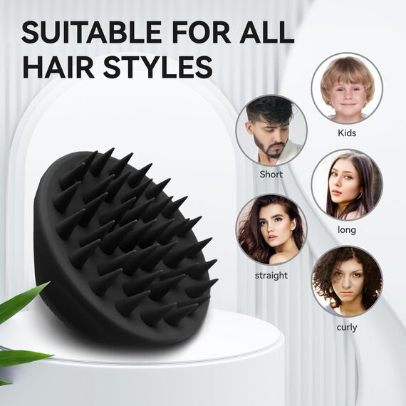 Ithyes 38 Finger vergrößerter Kopfmassage-Bürste, Silikon-Kopfhautmassagebürste, Scalp Massager Shampoo-Bürste, Massagebürste Haare, Hair Massager Scalp for Frauen, Männer, Haustiere,1 Stück (Schwarz)