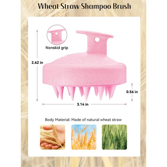 HEETA Kopfhaut Massagebürste, Kopfmassage Bürste mit weichen Silikonborstn, Haarmassagebürsten für die Haarpflege Entspannen Sie die Kopfhaut, Haarmassage für Männer, Frauen, Kinder, Rosa