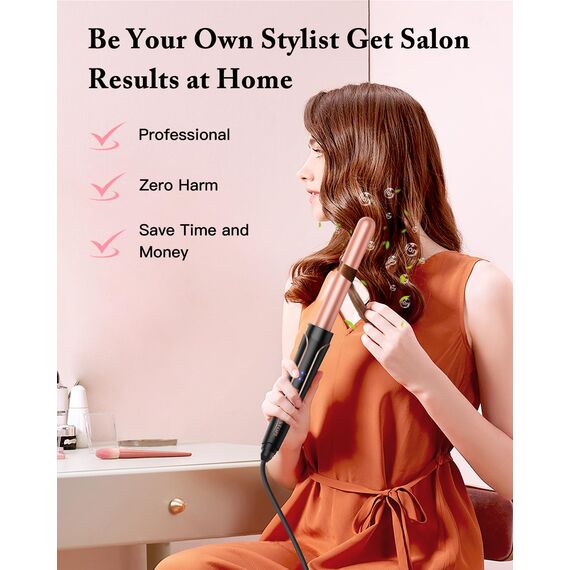 BESTOPE PRO Lockenstab Lockenstäbe 3 Fässer Welleneisen 5 in 1– Lockenstab Set 3 Fässer für großer Wellen, Temperatureinstellung, Schnellaufheizung und einem Handschuh, 2 Clips, Roségold