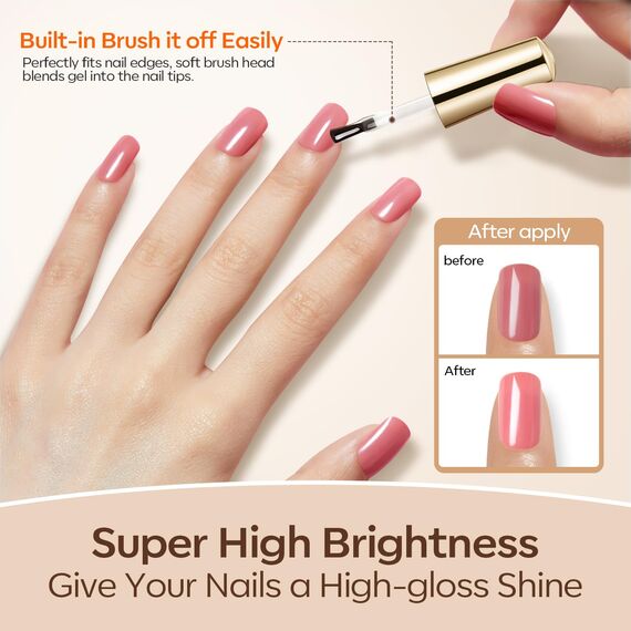 Modelones Base Coat Top Coat UV Nagellack Set, 2 * 15ml No Wipe Top Coat Gel UV Soak-Off UV/LED Gel Nagellack Unterlack & Überlack für Gelnägel Nail Art Maniküre Nageldesign