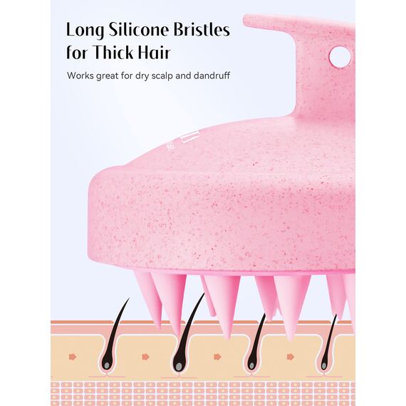 HEETA Kopfhaut Massagebürste, Kopfmassage Bürste mit weichen Silikonborstn, Haarmassagebürsten für die Haarpflege Entspannen Sie die Kopfhaut, Haarmassage für Männer, Frauen, Kinder, Rosa