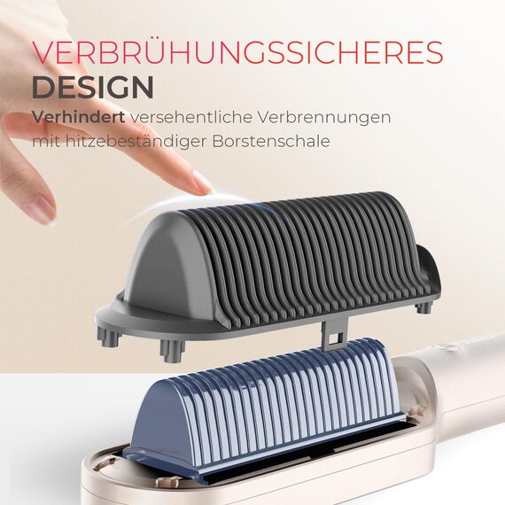 TYMO RING Glättbürste Haarglätter Bürste - Keramik Glätteisen und Haarbürste 2 in 1, Elektrische Verbrühungsschutz Glättungsbürste Kamm, 25s Schneller Aufheizen, 5 Temp Einstellungen, Gold