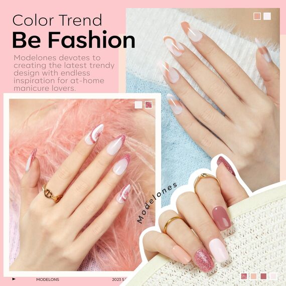 modelones UV Nagellack,6 Farben Shellac Gel Nagellack Rosa Nude Glitzer Shellac Nagellack,Soak Off Natur Gel Polish Nageldesigns,UV-LED UV Gel Lack,Gellack für Anfänger Nail Art Maniküre Salon