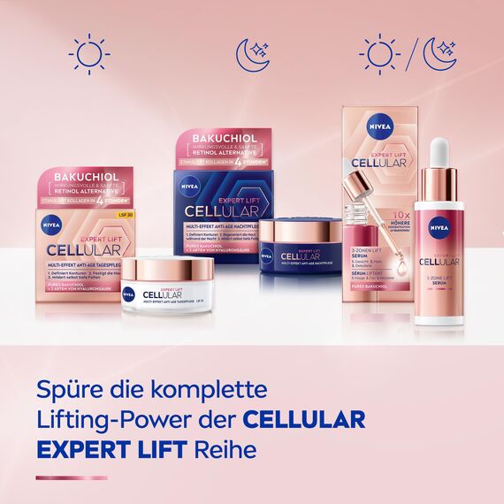 NIVEA CELLULAR Expert Lift Bakuchiol Serum, für einen Lift-Effekt im Gesicht, Hals & Dekolleté, straffendes Gesichtsserum mit Bakuchiol als milde Alternative zu Retinol (30 ml)