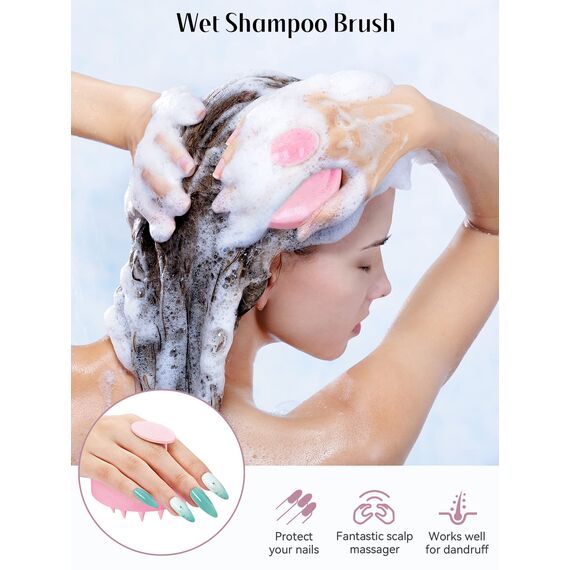 HEETA Kopfhaut Massagebürste, Kopfmassage Bürste mit weichen Silikonborstn, Haarmassagebürsten für die Haarpflege Entspannen Sie die Kopfhaut, Haarmassage für Männer, Frauen, Kinder, Rosa