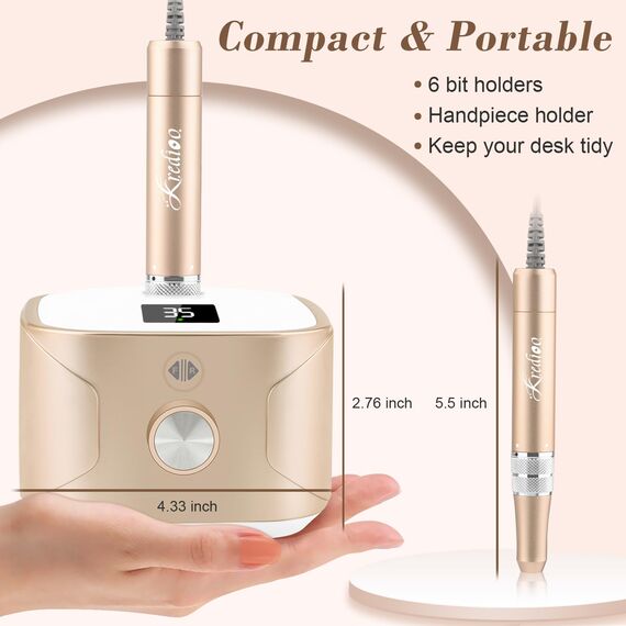 Nagelfräser für Gelnägel 35000 U/Min, Kredioo 11 in 1 Elektrische Nagelfräser mit LED Display Fräser Maniküre Pediküre Set für Salon und Zuhause