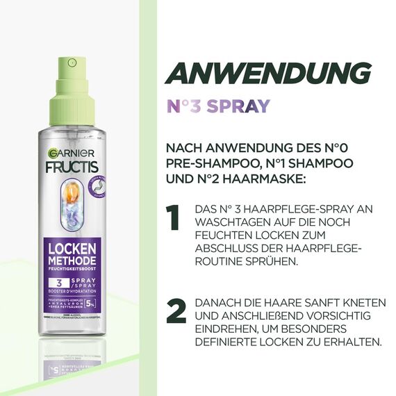 Garnier Feuchtigkeitsauffüllendes Pflege-Spray für alle Arten von Locken, Definition & Sprungkraft, Mit Hyaluron und Shea-Fettsäuren, Vegan, Ohne Silikone, Fructis Locken Methode, 1 x 150 ml