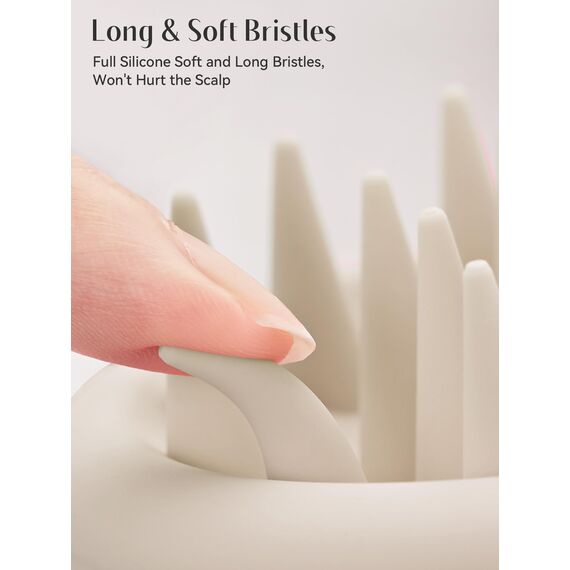 HEETA Kopfhaut Massagebürste Silikon, Haar Massagebürste mit Weichen Borsten, Integriertes Silikon-Design, Shampoo-Bürste für nasses und trockenes Haar, Haferflockenfarbe